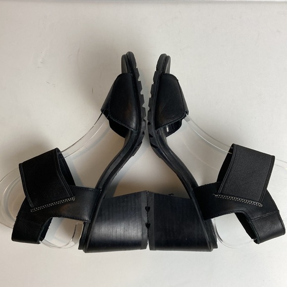 SOREL Nadia Sandal in Black Genuine Leather Size 8.5 Chunky Heel Comfort Gorp - Picture 13 of 16